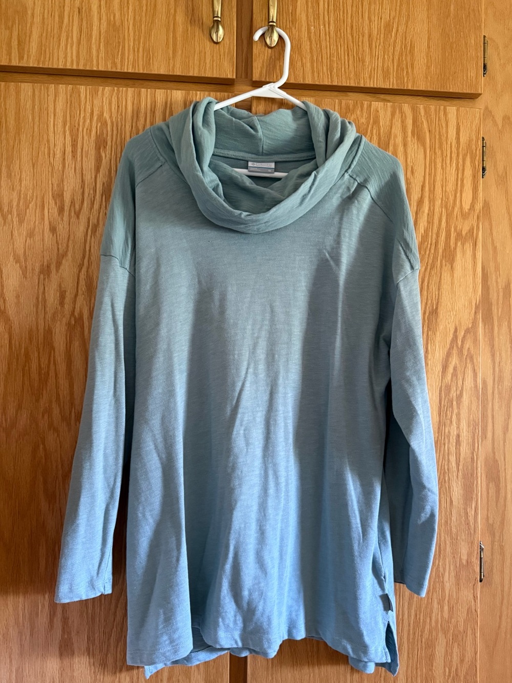 Columbia Cowl Neck Tunic Top 1X Dusty Blue